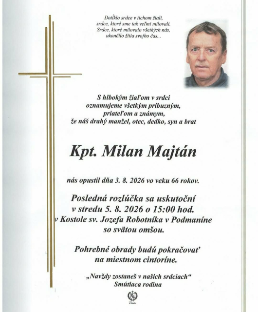 Rozloučení se spolužákem a kamarádem